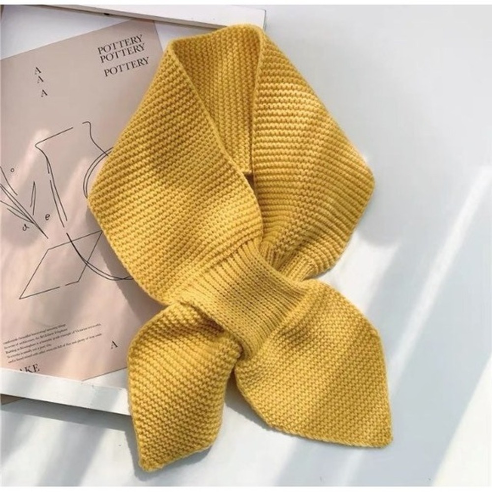 bowknot Cross Knit Neck Scarves Fashion Female Winter Solid Elastic Scarf